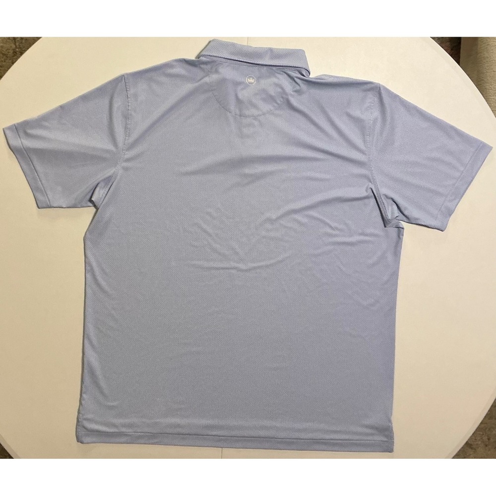 Peter Millar Crown Crafted Mens 2XL Blue Micro Print Performance Golf Polo Shirt - Picture 2 of 8